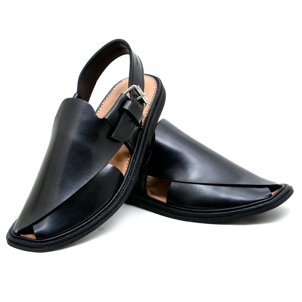 Black pure hand made charsada chappal