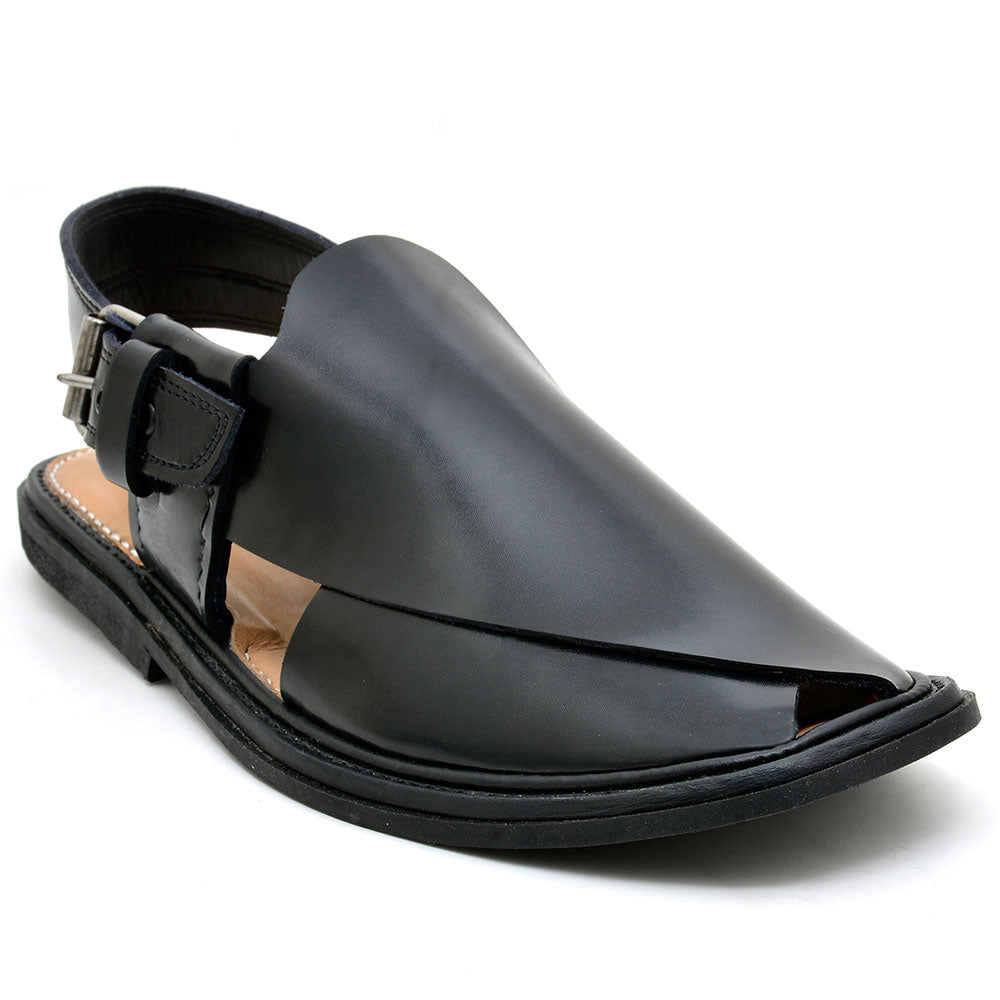 Black pure hand made charsada chappal